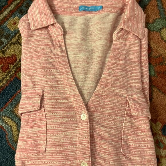 J. McLaughlin Heathered Pink Shirt / Blouse, Linen, Button Down 2 Pocket, Medium - Picture 5 of 6